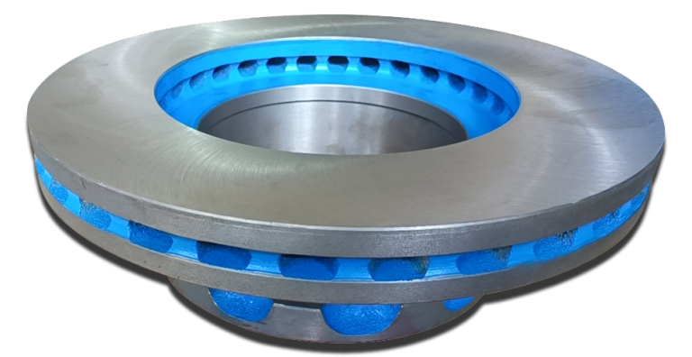 Brake drums and related components on display